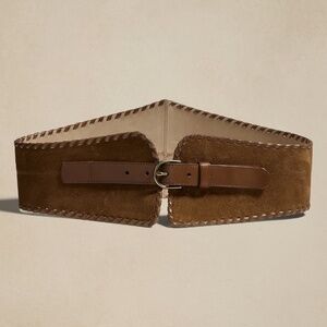 Banana Republic Mariya Whipstitch Corset Belt Size XXL Brown Suede NWOT NEW $250